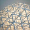 Lattice pendant lamp by Charlotte von der Lancken showing innovative 3D-printed grid pattern structure