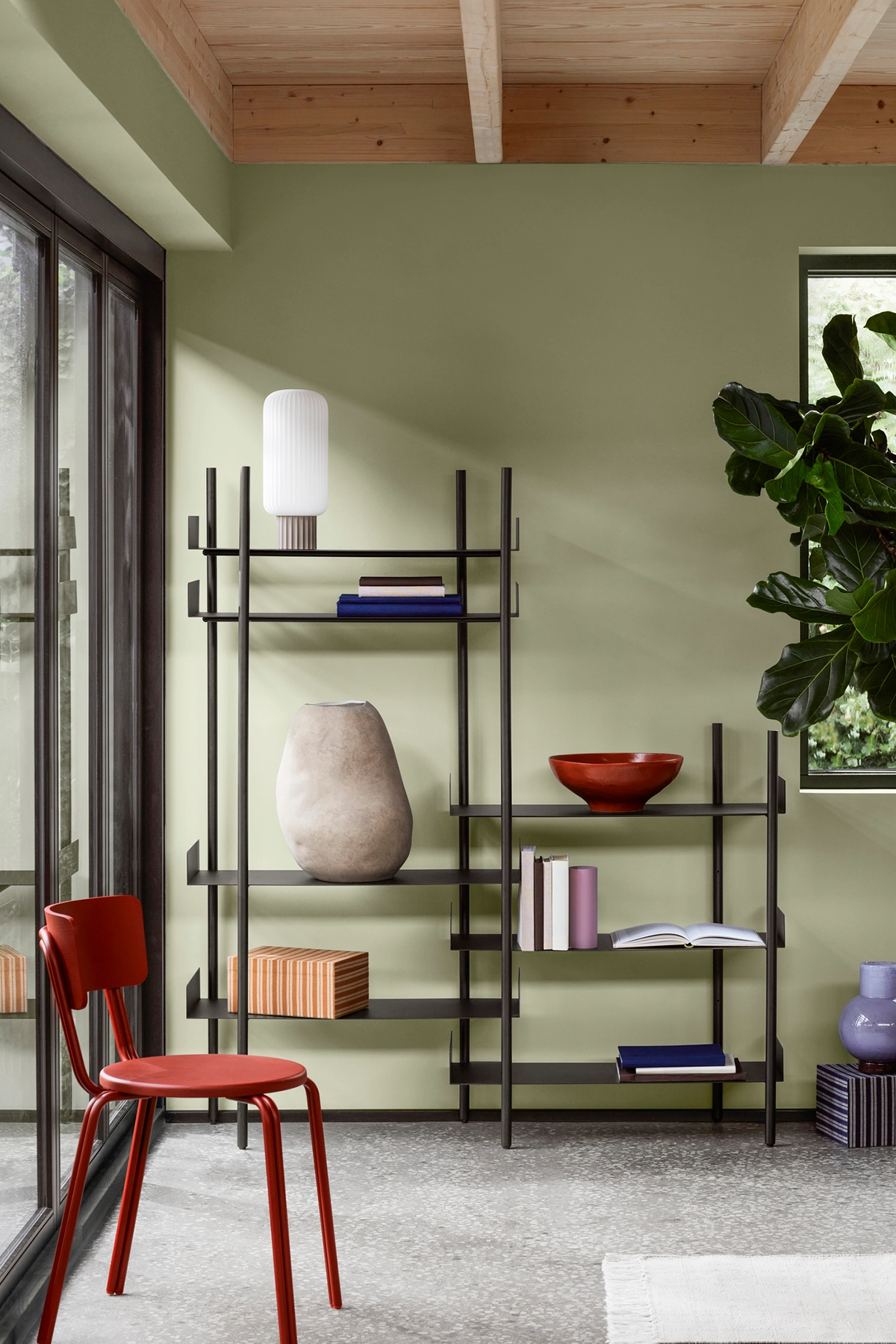 Mette Degn Nobuko shelving system by Broste Copenhagen featuring modular design with bamboo-inspired legs