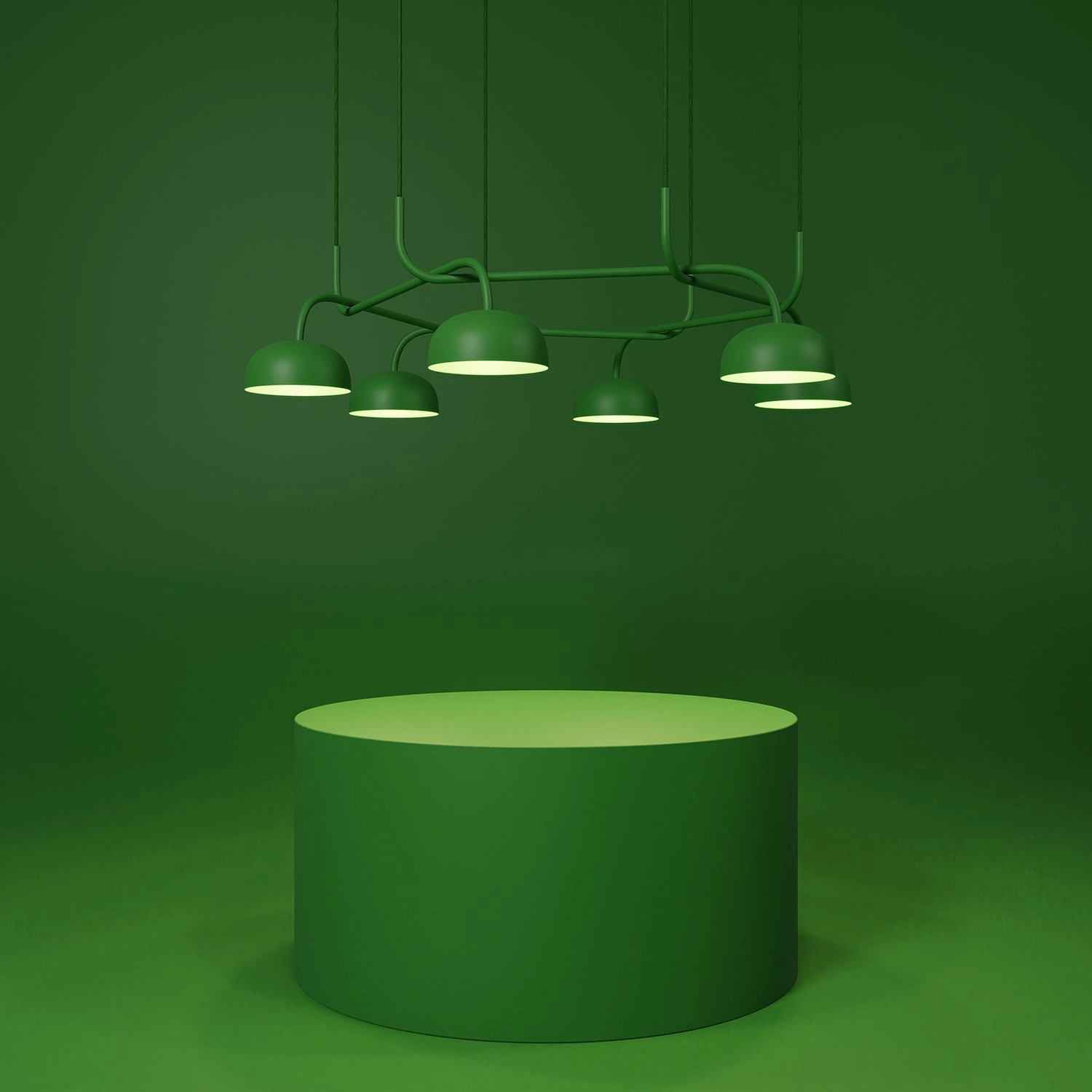 Curve Crown pendant with interlinked arms creating circle dance effect by Front for Zero Lighting