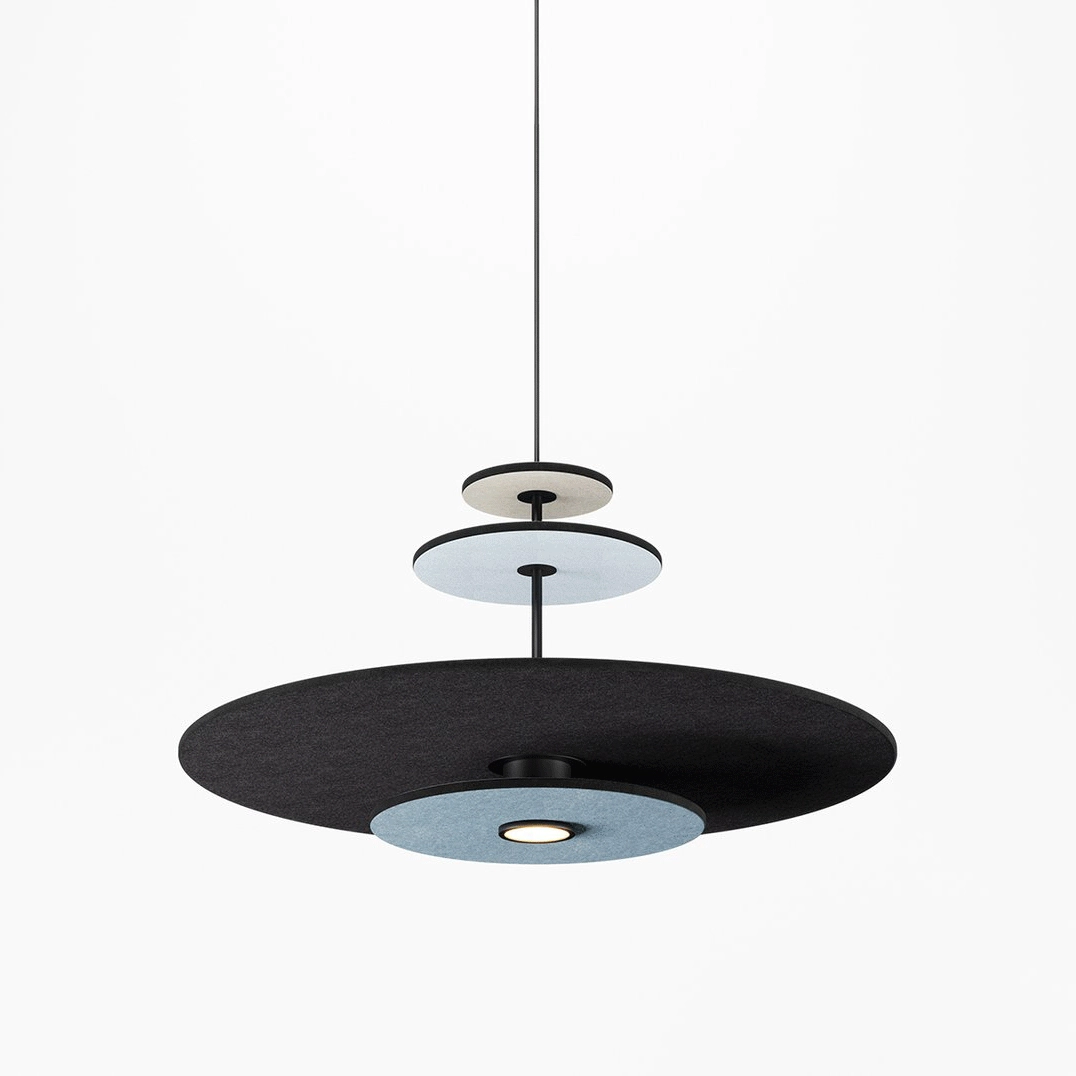 Slice acoustic pendant by Halskov Dalsgaard for Zero lighting with felt discs