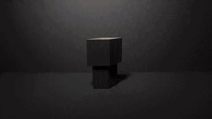 Romb Mini rechargeable table lamp Broberg Ridderstråle Pholc aluminum cardboard-inspired geometric design