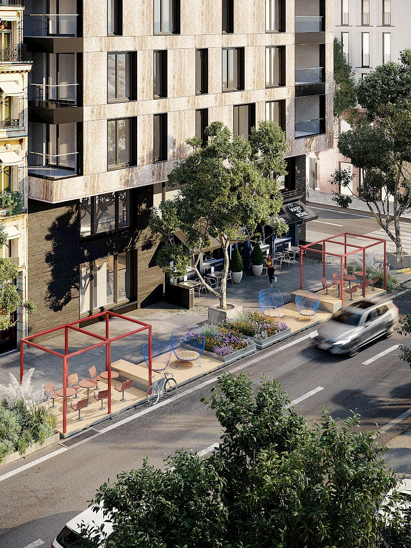 Parklet system by NOLA featuring multipurpose modular urban spaces for temporary imaginary and unexpected use