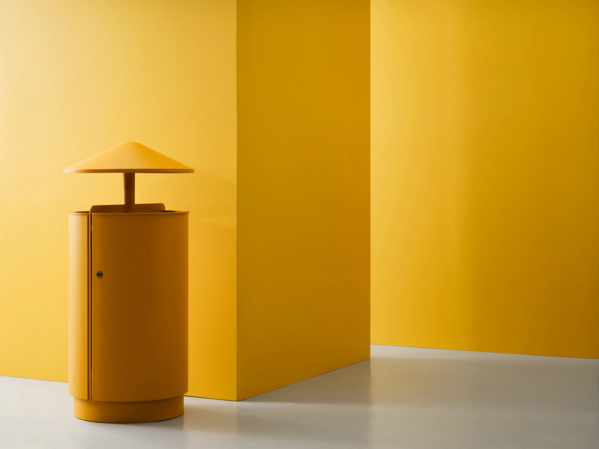 Hill litter bin by MortenJonas for Vestre featuring smart sensor technology and dual compartments