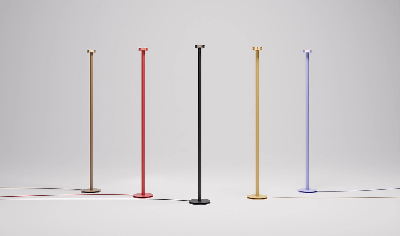 Sprinkle floor lamp by Note Design Studio featuring distinctive geometric rings and colorful finish options