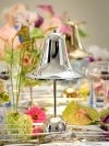 Pantop Portable chrome and brass table lamps by Verpan showing reflective metallic finishes and bell-shaped design