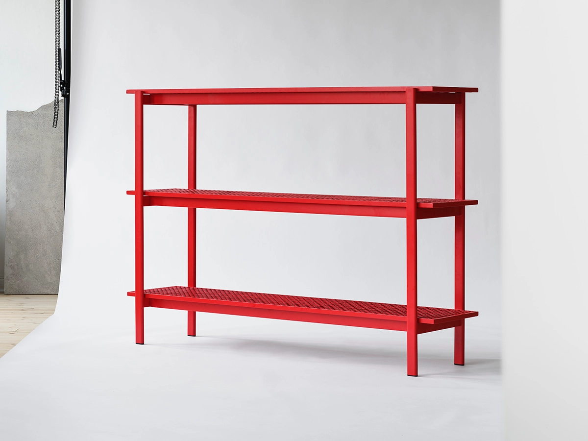Grid shelf Daniel Enoksson Bebo Objects powder-coated aluminum shelving system Swedish design minimalist