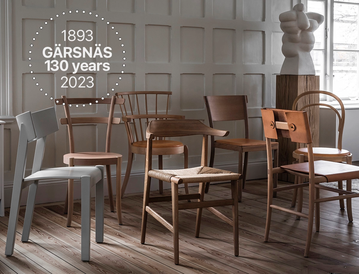 Gärsnäs 130-year anniversary celebration showcasing Swedish furniture heritage and craftsmanship excellence