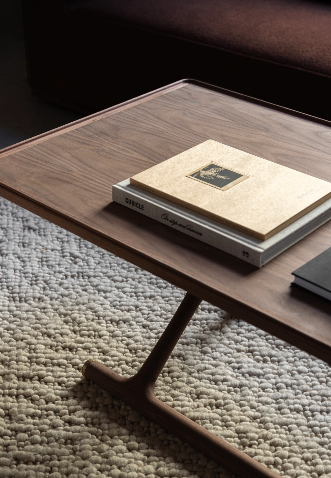 Jäger table detail brass fittings walnut wood construction