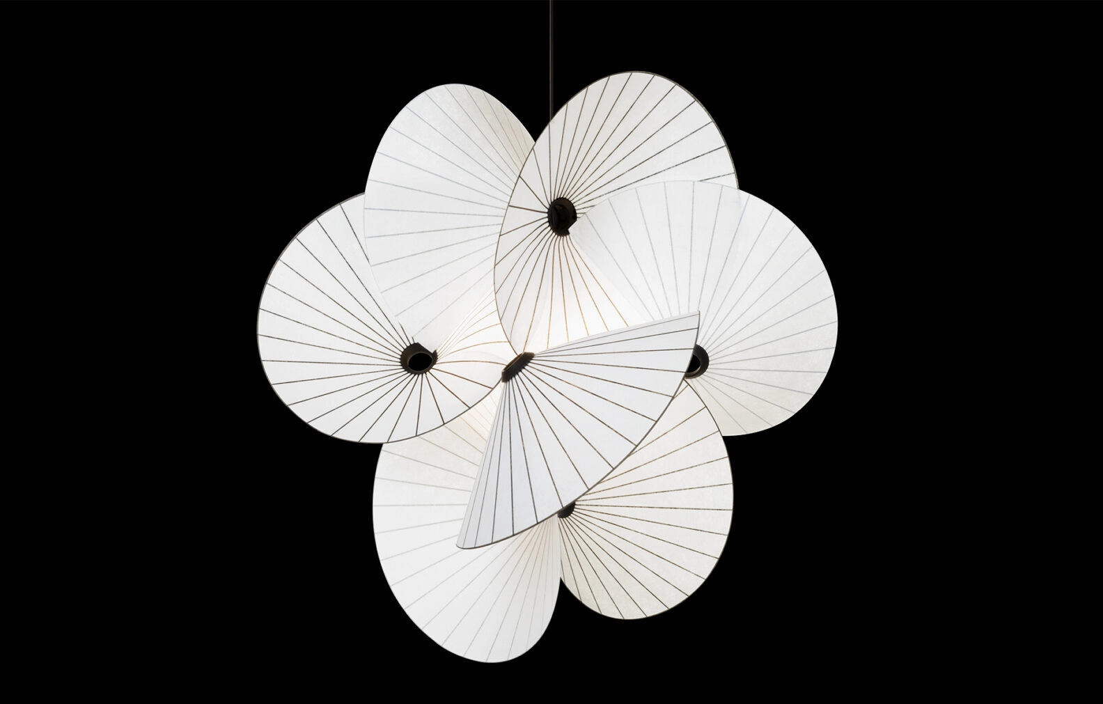 Serpentine Light Front design Moooi airy suspension lamp elaborate twists turns paper inspiration Sofia Lagerkvist Anna