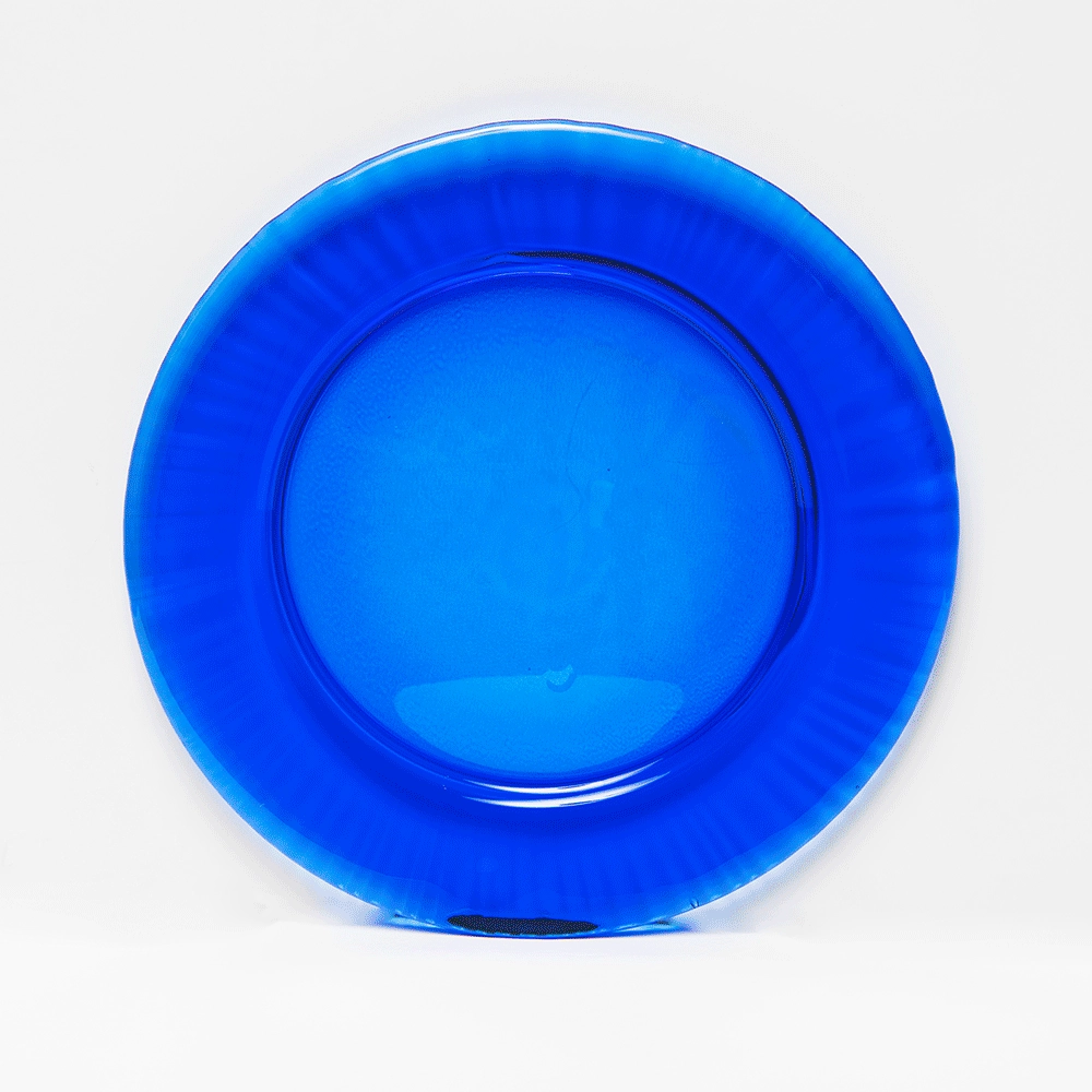 TS804 Lina cover plate Thomas Sandell Reijmyre Glasbruk lead-free crystal barium glass pressed multicolor Swedish design