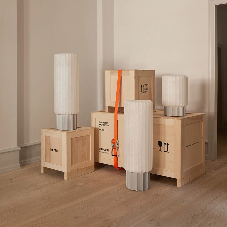 Meter Lamp collection in both sizes designed by Maria Bruun and Anne Dorthe Vester for Pholc lighting