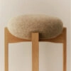 Pioneer Collection of sculptural wooden stools in various heights designed by Maria Bruun for Fredericia