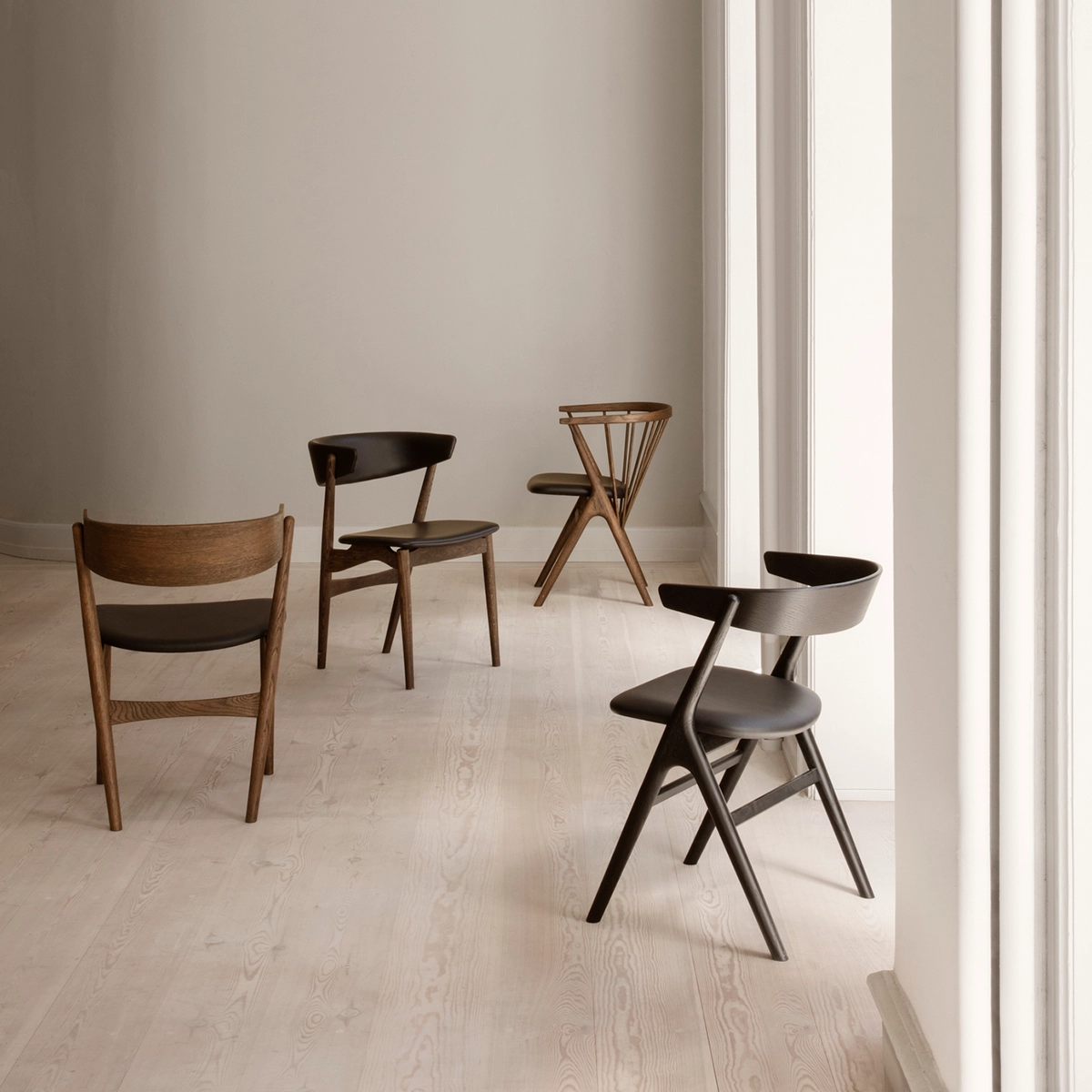 Complete Sibast classic collection No 7 8 9 chairs anniversary edition various wood finishes Danish furniture