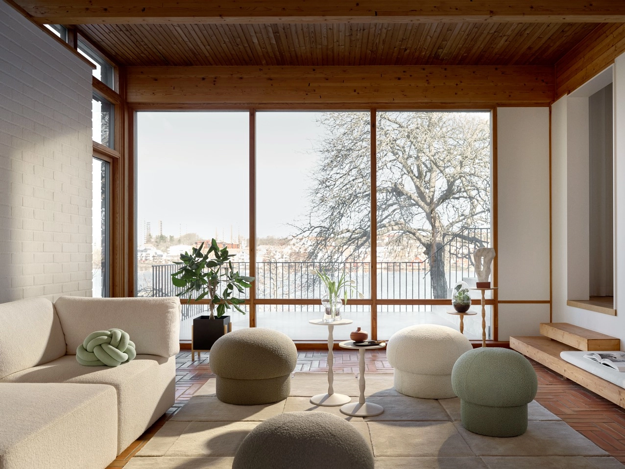 Uno pouf featuring minimalist geometric form designed by Claesson Koivisto Rune for Design House Stockholm