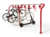 Styrupp vertical bike rack system featuring suspended storage for bicycles and scooters designed and manufactured by Nola