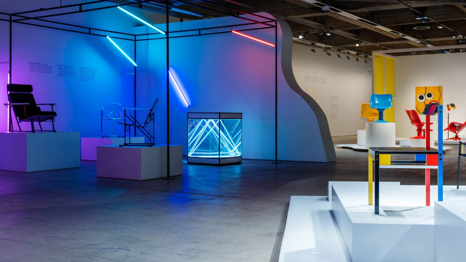 Yrjö Kukkapuro Magic Room exhibition at EMMA museum featuring iconic Finnish furniture and experimental lighting designs