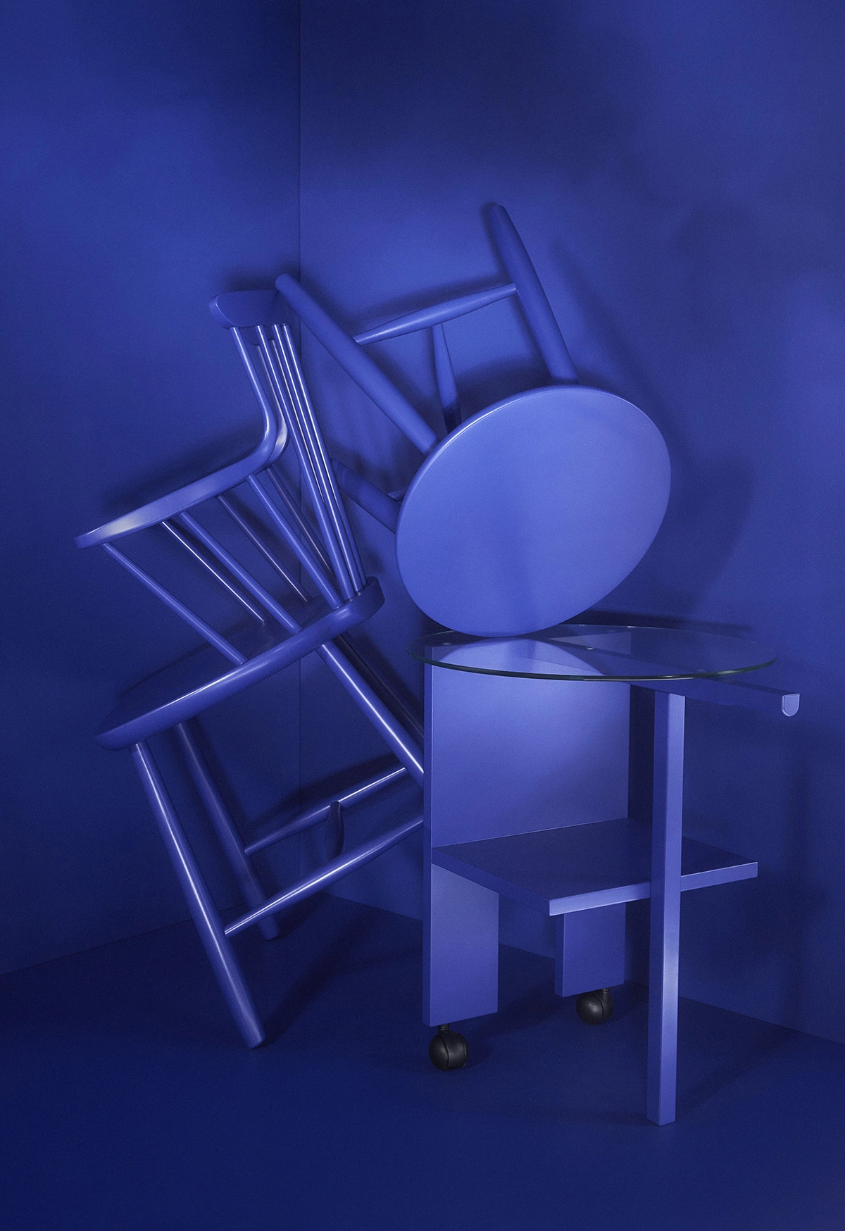 Norrgavel Stora Blå Anniversary Collection featuring selected classic furniture pieces arranged in a minimalist setting