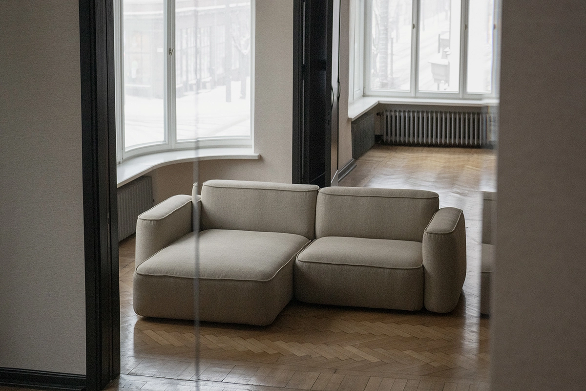 Sustainable Patch by Massproductions featuring distinctive lozenge-shaped backrest with minimal foam usage