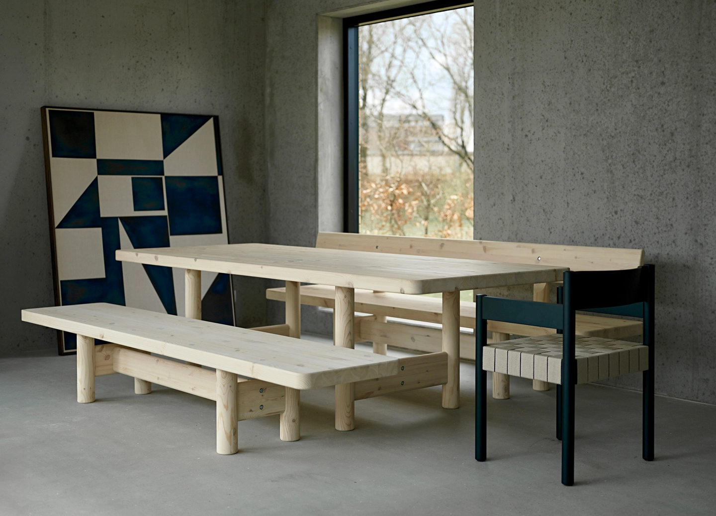 OC brings back the distinctive brutalist furniture designs from the 1970s by acclaimed architects Friis & Moltke, reintroducing their bold geometric forms to contemporary interiors.