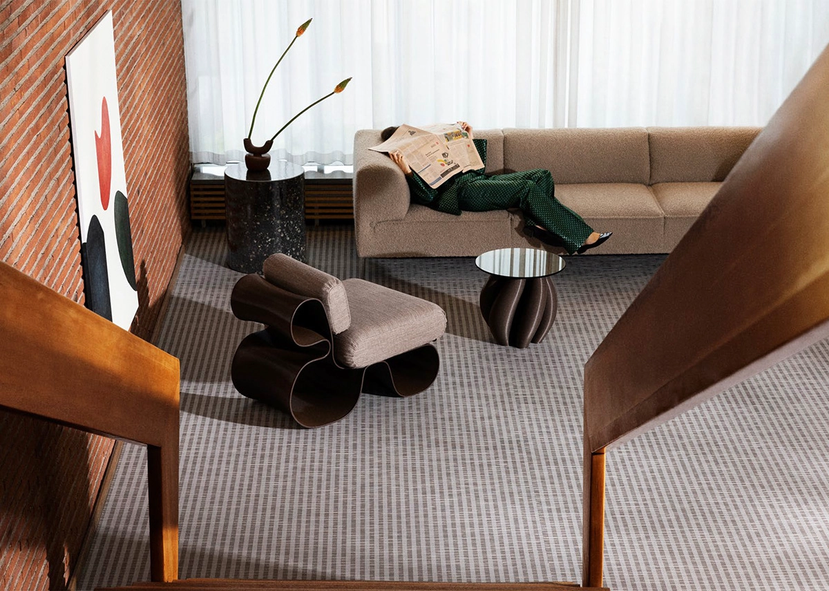Timeless graphic flooring collection by Bolon featuring versatile patterns for contemporary spaces