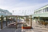 Sweden's first safety-certified public square featuring Nola's innovative Långbordet outdoor furniture