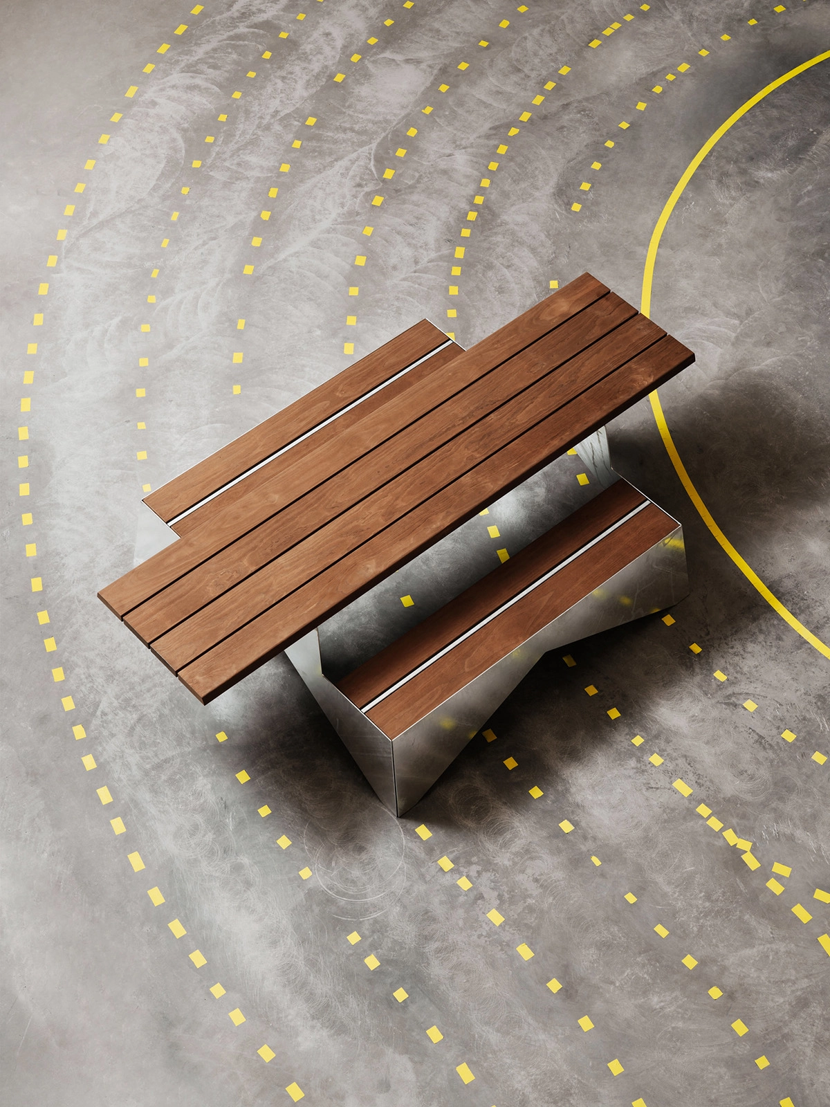 STOOP Mini picnic bench by Julien De Smedt for Vestre featuring innovative compact design for urban micro-spaces