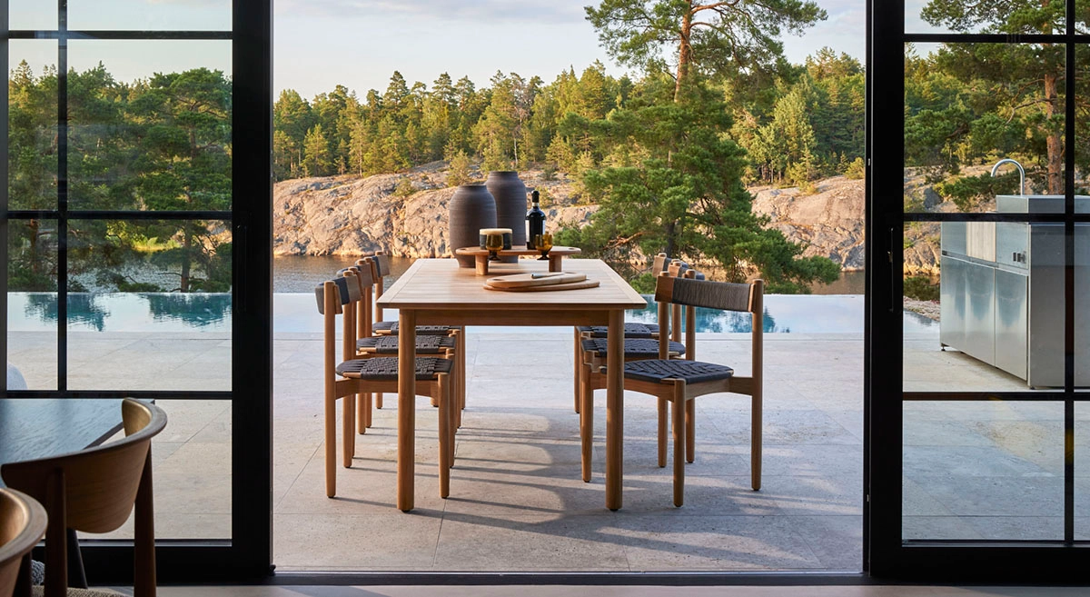 KOSTER collection by Studio Norrlandet for Skargaarden featuring coastal-inspired outdoor furniture with elegant Scandinavian restraint