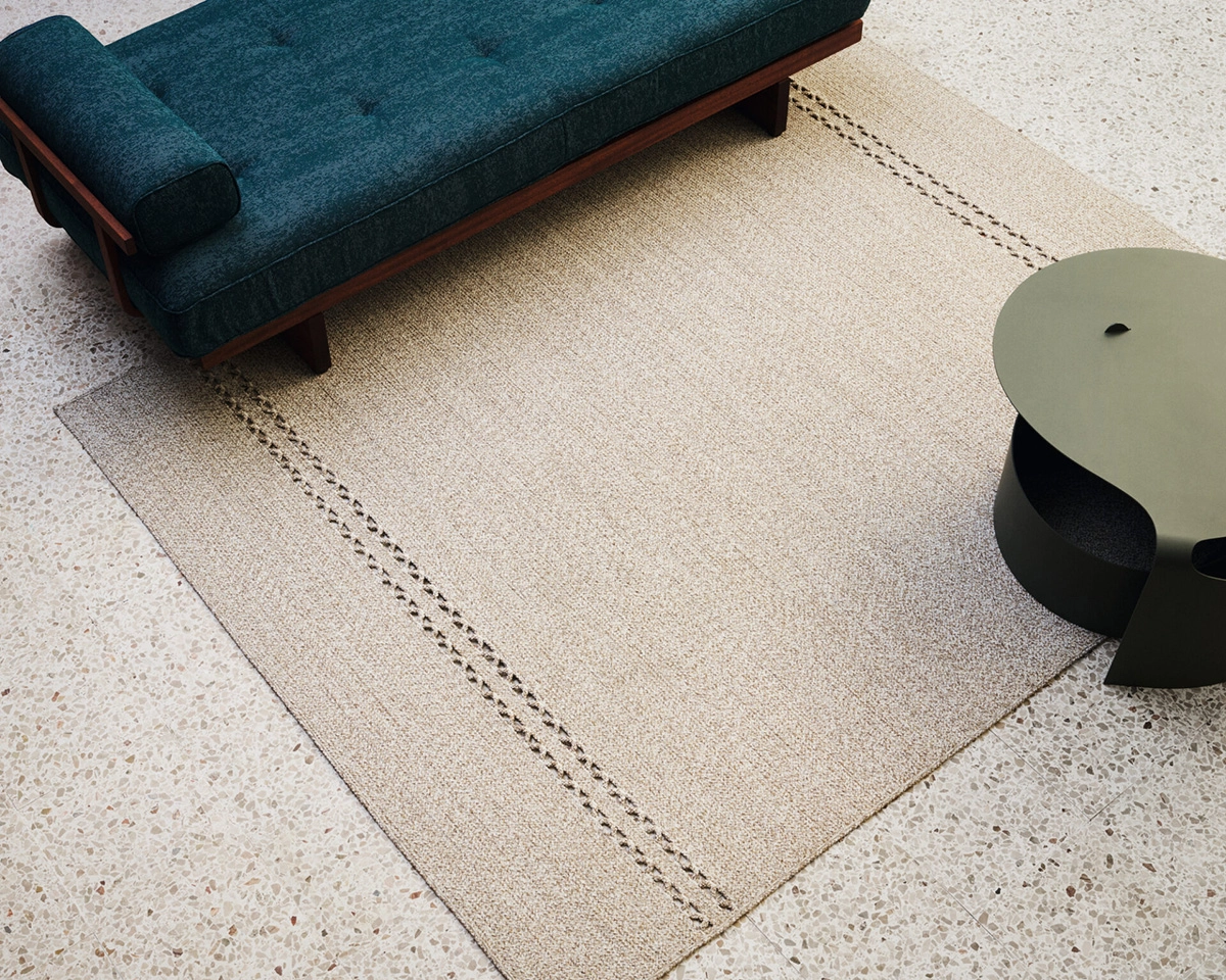 Kvadrat's new rug collection featuring the company's first outdoor rugs designed for exterior environments with textile expertise