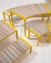 LÅNGBORDET Junior by White Arkitekter for Nola featuring child-sized outdoor table and bench proportioned for young users