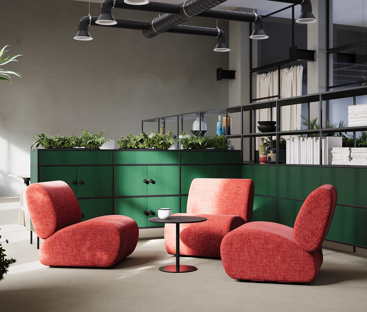 LOG modular sofa and armchair by Studio Stockholm for Horreds featuring cylindrical elements and flexible configurations