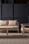 HUMBLE TWIN two-seater sofa by Pierre Sindre for Gemla featuring bentwood frame and natural upholstery materials