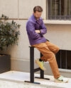 Lira stool by Daniel Rybakken for Alias featuring solid ash wood construction and powder-coated steel runners in minimal design