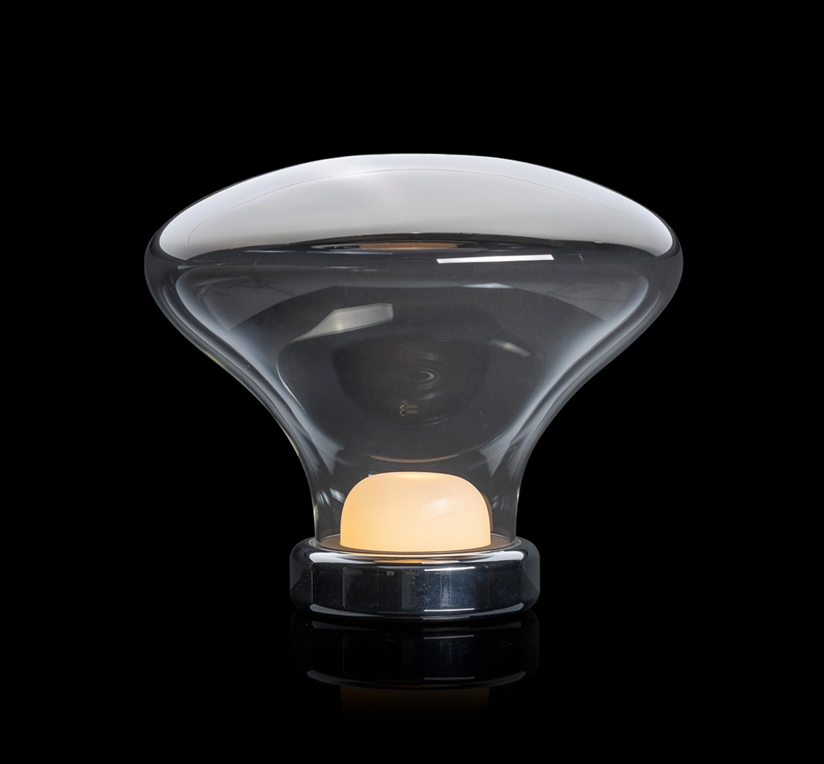 Nebula Large Table Lamp with metallic reflector dome and diffusing glass lens designed by Claesson Koivisto Rune for Lasvit