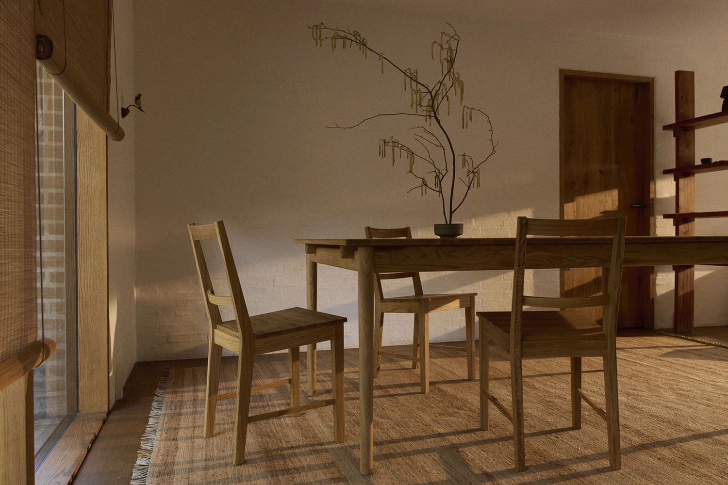 Norrgavel and Cappelen Dimyr's Tre rum rug collection featuring three handwoven designs for living room, bedroom, and dining room