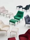 Jonas Forsman O2 Lounge Chair for HAY featuring minimal steel frame with innovative shrinkfit textile upholstery