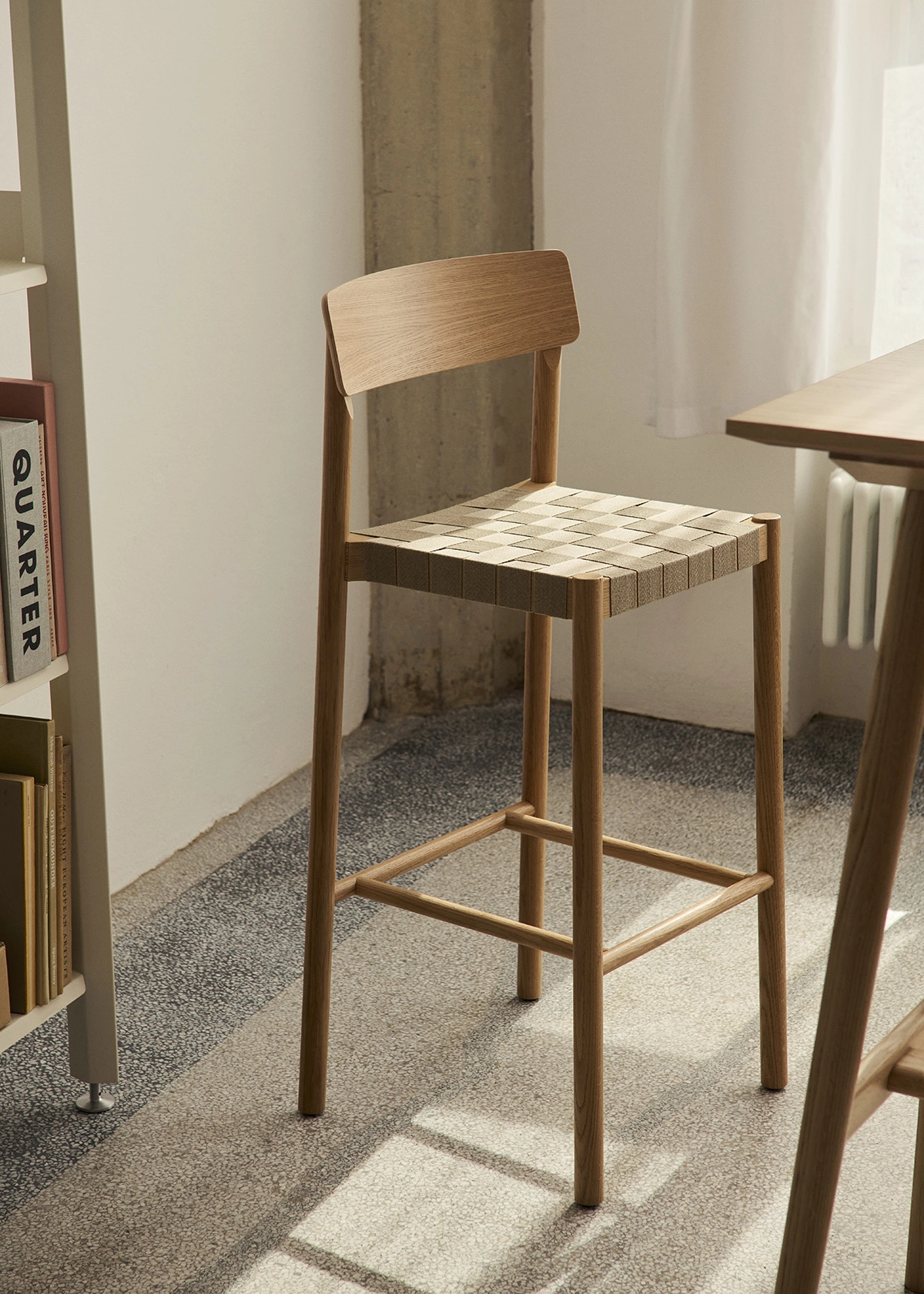 Betty bar and counter chairs by Jakob Thau Sami Kallio showcasing oak wood finishes and upholstered seats