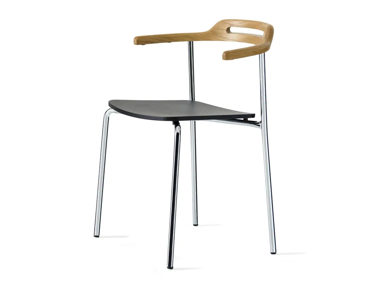 Core Chair by Mattias Ljunggren Skandiform stackable armchair black PUR seat birch backrest metal frame