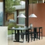 Ava Cone Pendant_Passerelle Table black oak_Rey Chair deep black