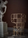 Matti Klenell NM& 040 rattan chair showing transparent patchwork backrest design by Larsson Korgmakare Stockholm