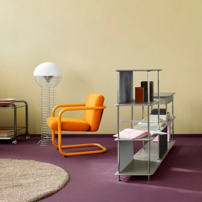 Montana Free chrome column shelving system by Jakob Wagner showing modular 18-composition design options