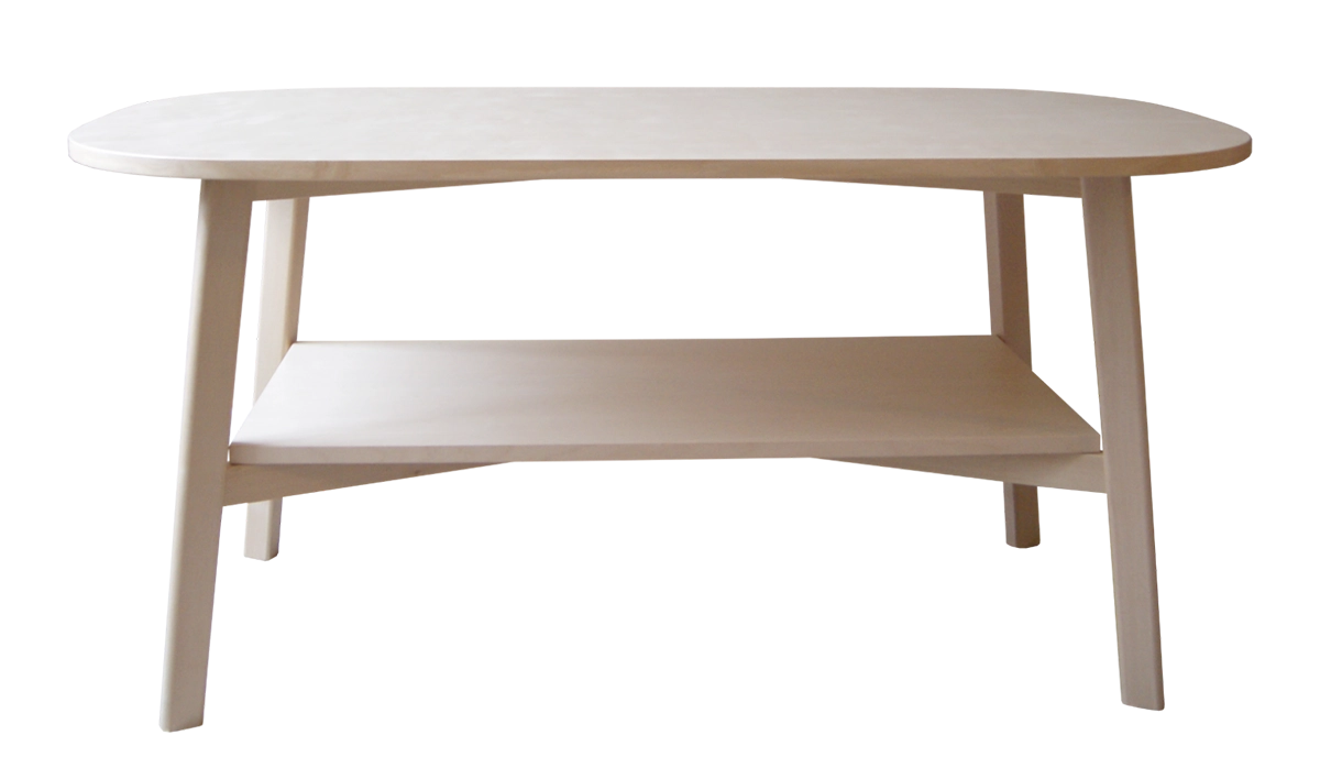 Humlan 774 coffee table by Eva Schildt for NC featuring FSC-certified oak with rounded edges and lower storage shelf in modern Scandinavian interior