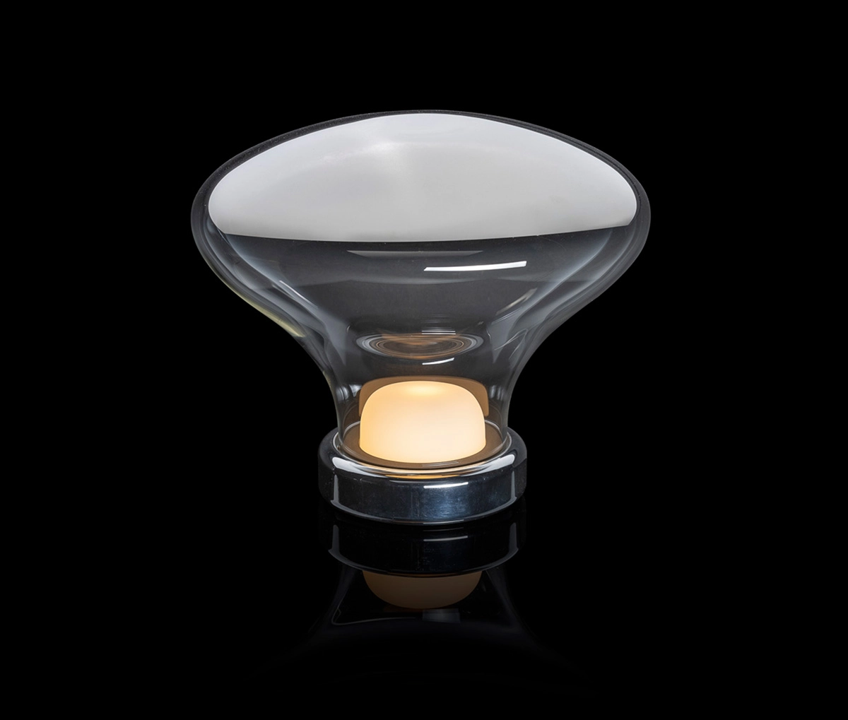 Celestial-inspired Nebula Ceiling Sconce with mirror-like metallic glass reflector creating an otherworldly lighting effect
