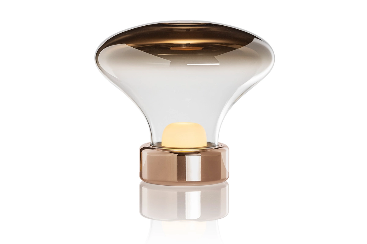 Nebula Baby Table Lamp featuring organic form with gradient reflective dome and borosilicate glass by Claesson Koivisto Rune