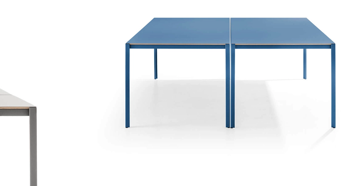 Sarek work table by Claesson Koivisto Rune shown in minimalist office setting with clean lines and cable management