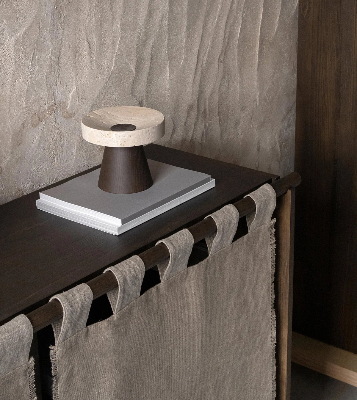 Veil Cabinet by Silje Nesdal integrated into a serene living space, demonstrating its versatility and elegant presence.