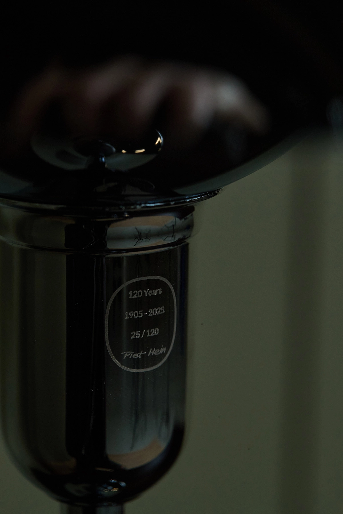 RA250 chrome-plated metal shades showing anti-dazzle design by Piet Hein, 250mm diameter with G9 socket