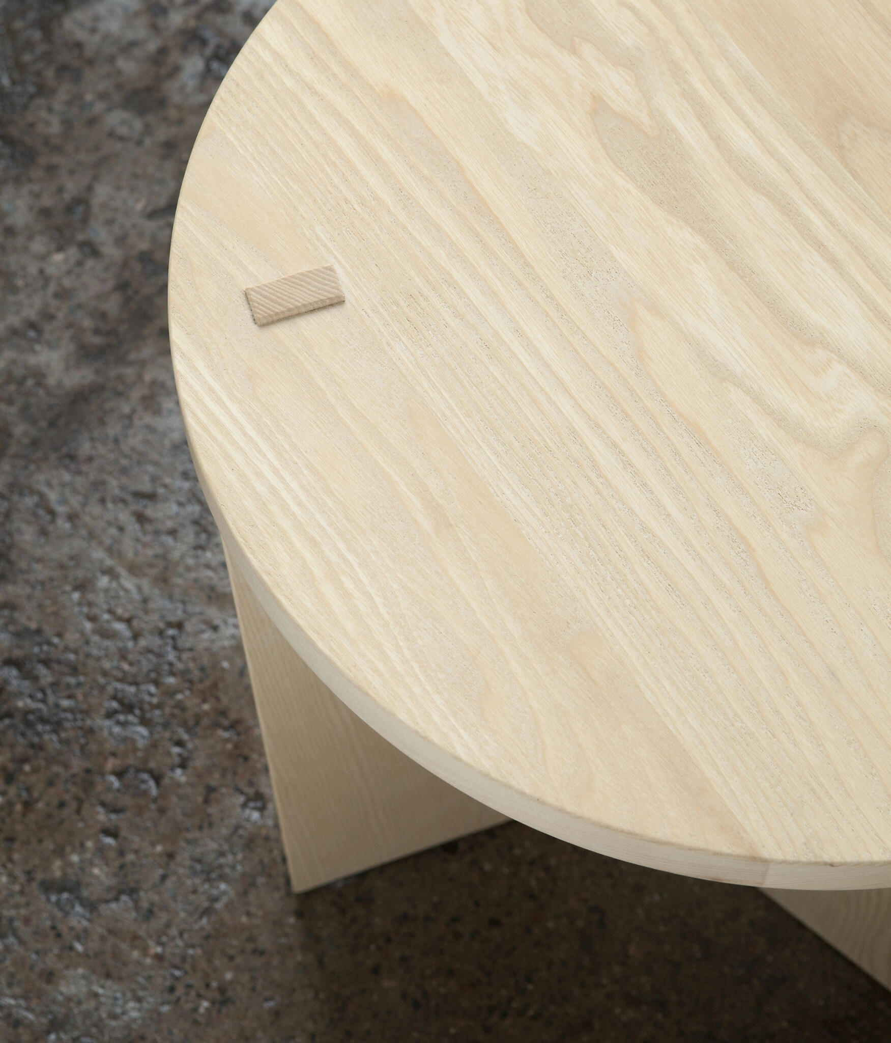 Close-up Marfa Twist stool showing Finnish craftsmanship details and premium wood construction by Nikari