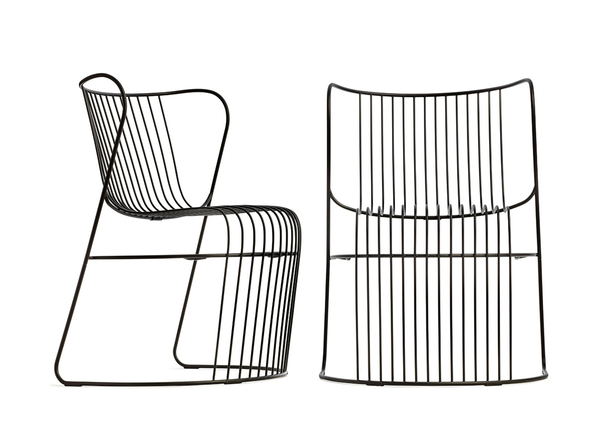 Kaskad steel furniture by Björn Dahlström for Nola featuring curved ribbons and water-inspired flowing design