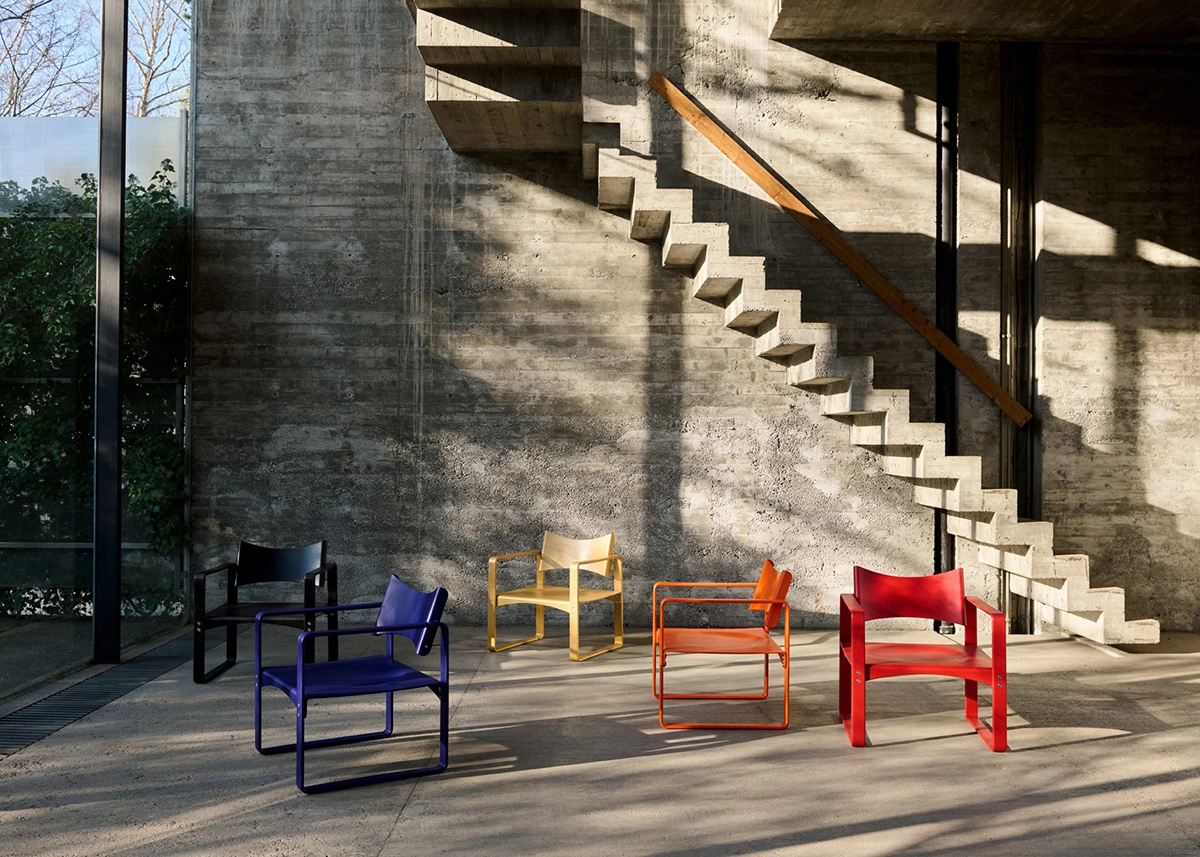 VERPAN Series 270 F collection showing multiple color variants: blue, red, orange, black, honey-stained finishes
